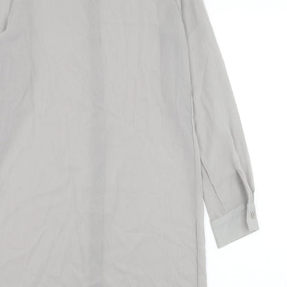 Fashion Apparel Womens Grey  Polyester Basic Button-Up Size M Collared
