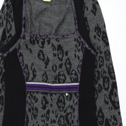 Arianna Womens Black Animal Print Acrylic Jumper Dress  Size S  Square Neck Pullover