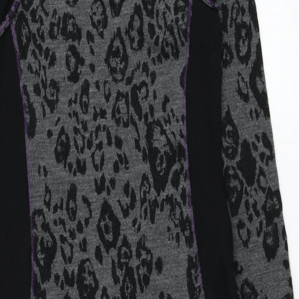 Arianna Womens Black Animal Print Acrylic Jumper Dress  Size S  Square Neck Pullover