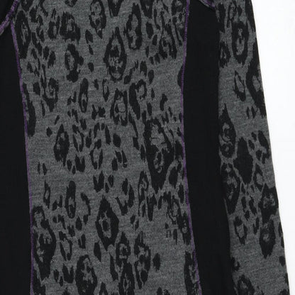 Arianna Womens Black Animal Print Acrylic Jumper Dress  Size S  Square Neck Pullover