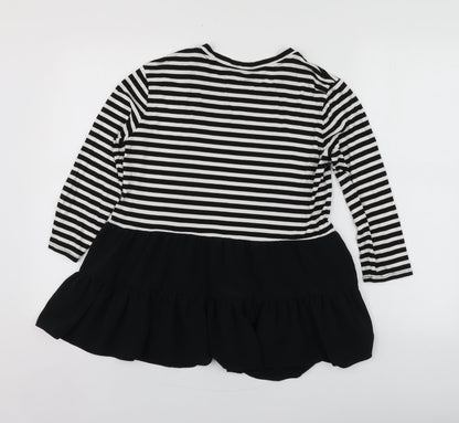 Dorothy Perkins Womens Black Striped Viscose Basic T-Shirt Size 10 Round Neck