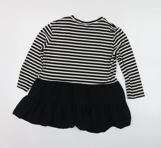 Dorothy Perkins Womens Black Striped Viscose Basic T-Shirt Size 10 Round Neck