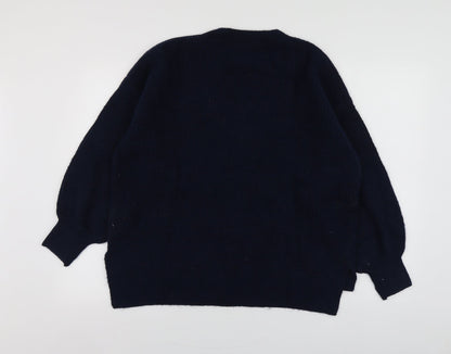 Priamrk Womens Blue V-Neck  Polyester Pullover Jumper Size S