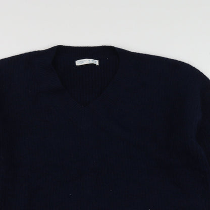 Priamrk Womens Blue V-Neck  Polyester Pullover Jumper Size S