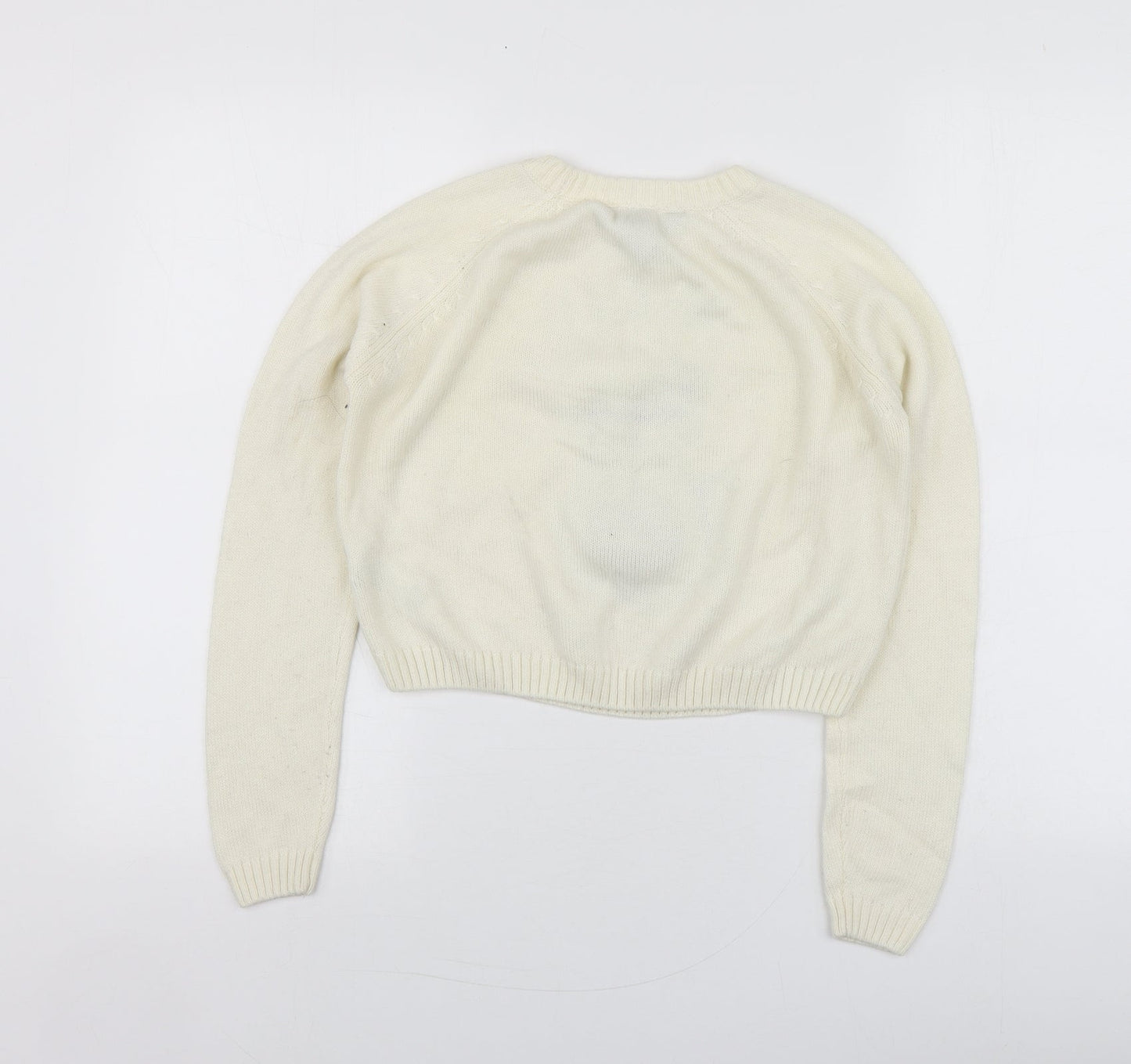 New Look Girls Ivory Round Neck Geometric Acrylic Pullover Jumper Size 10-11 Years   - Santa Jumper