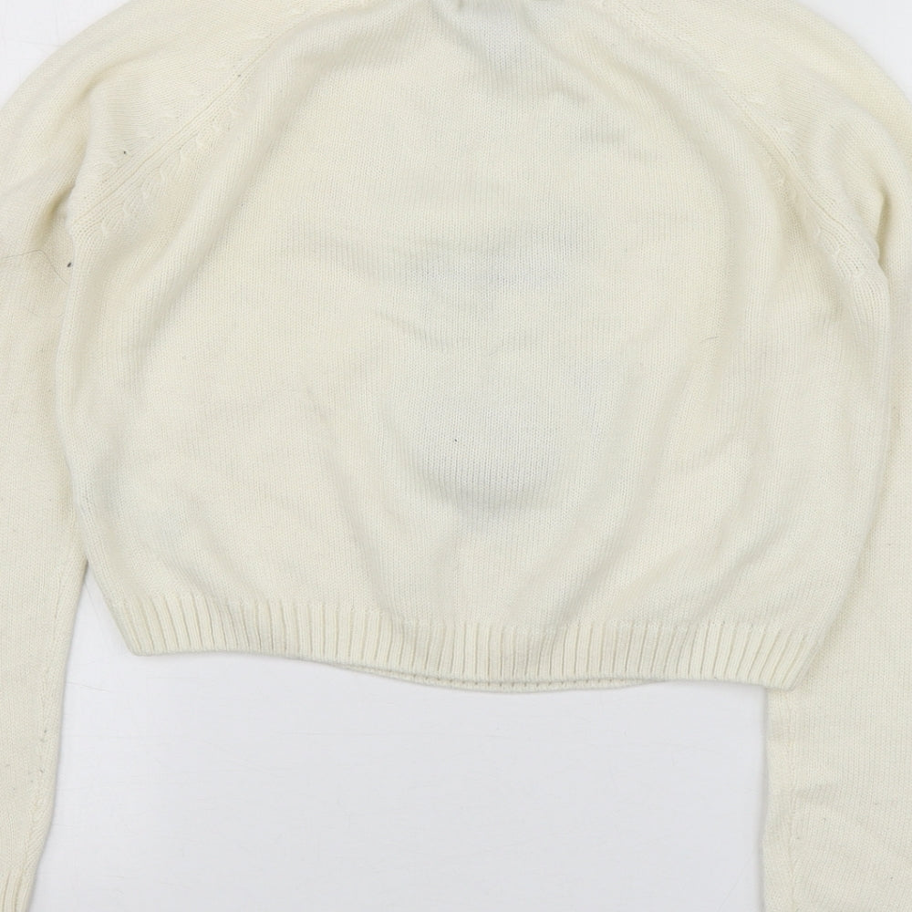 New Look Girls Ivory Round Neck Geometric Acrylic Pullover Jumper Size 10-11 Years   - Santa Jumper