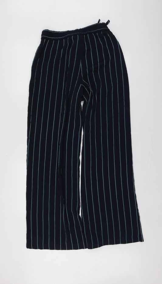 Carolina Belle Womens Blue Striped Polyester Trousers  Size M L30 in Regular