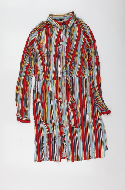 Piano C Womens Multicoloured Striped Viscose Shirt Dress  Size M  Collared