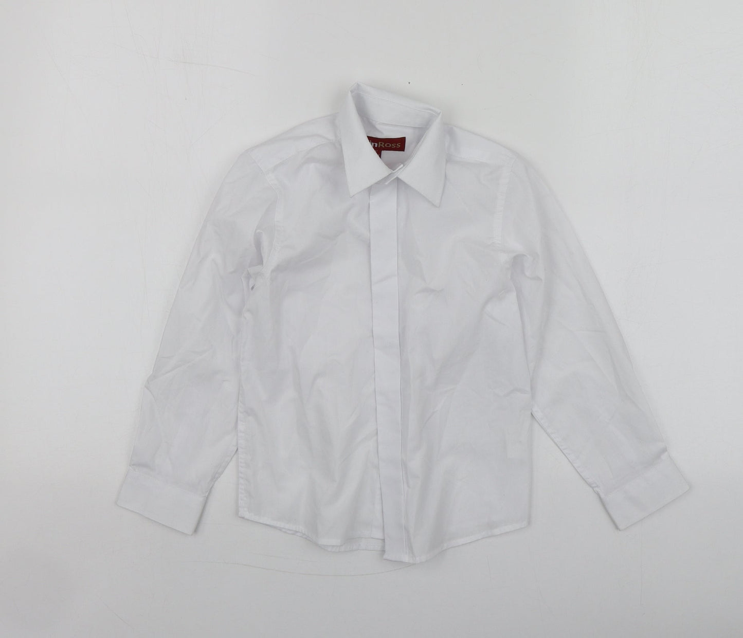 ColinRoss Boys White  Polyester Basic Button-Up Size 12 Years Collared