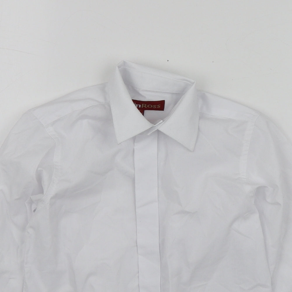 ColinRoss Boys White  Polyester Basic Button-Up Size 12 Years Collared