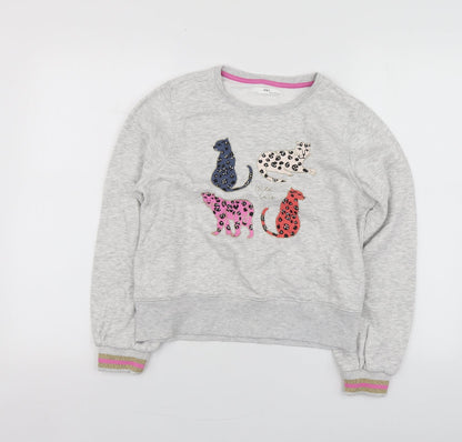M&S Girls Grey  Cotton Pullover Hoodie Size 12-13 Years