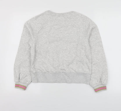 M&S Girls Grey  Cotton Pullover Hoodie Size 12-13 Years