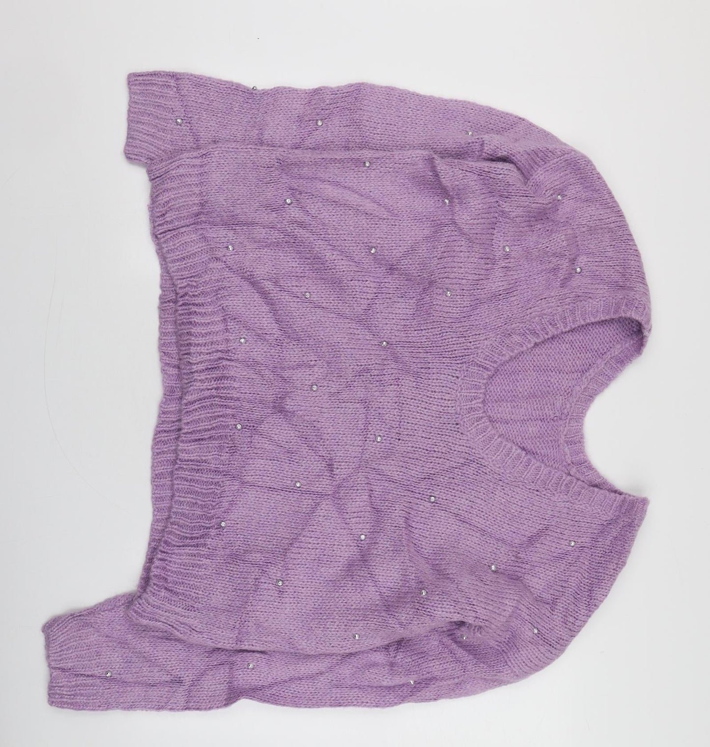 George Womens Purple Round Neck  Acrylic Pullover Jumper Size L