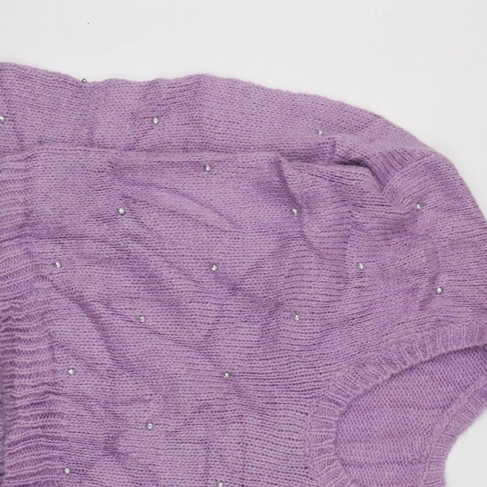 George Womens Purple Round Neck  Acrylic Pullover Jumper Size L