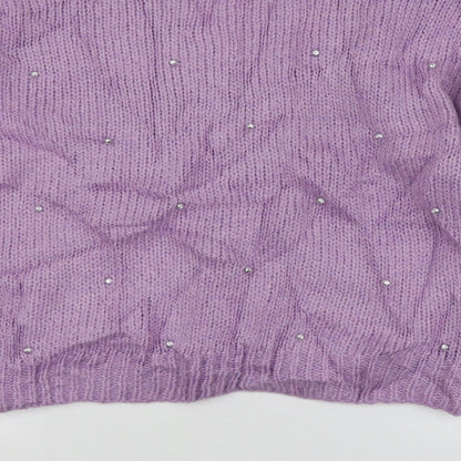 George Womens Purple Round Neck  Acrylic Pullover Jumper Size L