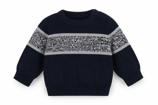 Mini Rebel Boys Blue Geometric Cotton Pullover Jumper Size 0-3 Months