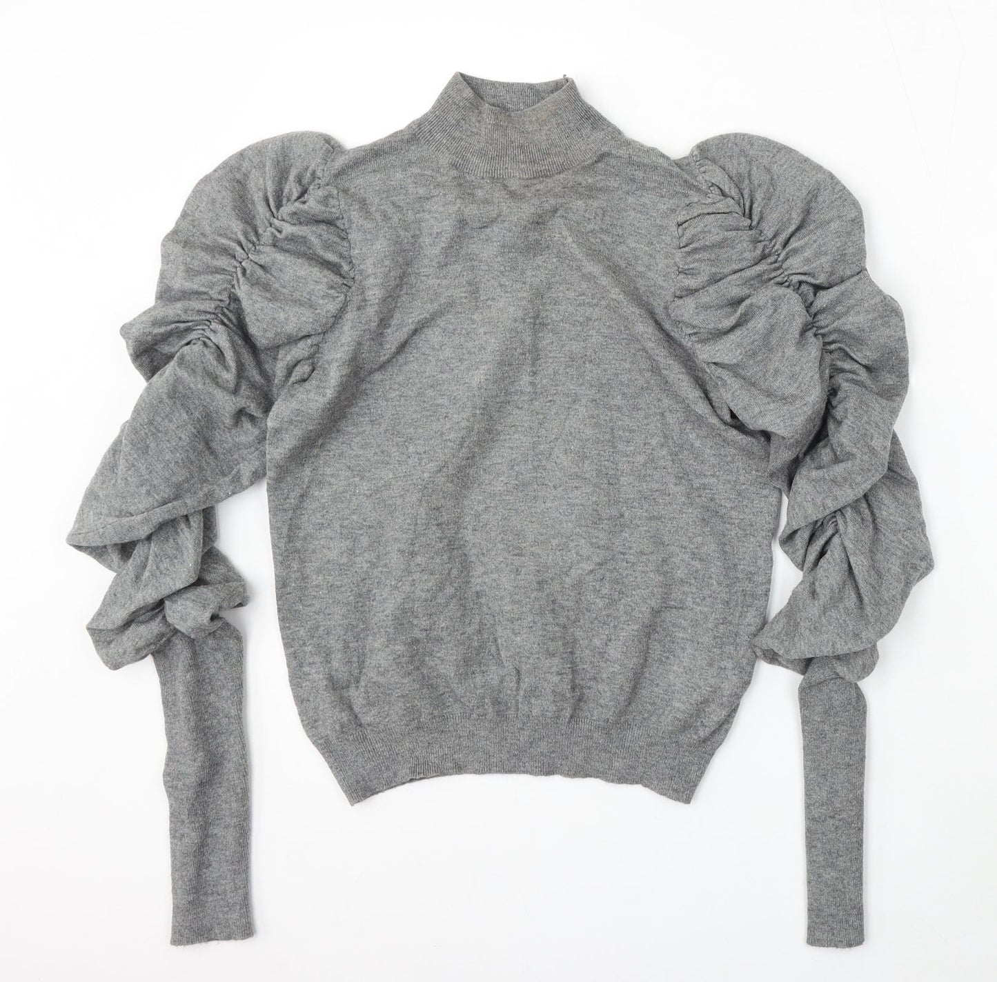 White ICy Womens Grey Mock Neck  Viscose Pullover Jumper Size M