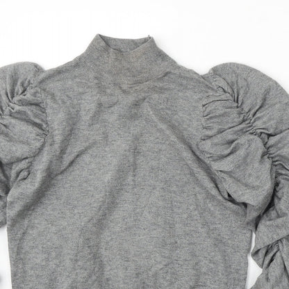 White ICy Womens Grey Mock Neck  Viscose Pullover Jumper Size M