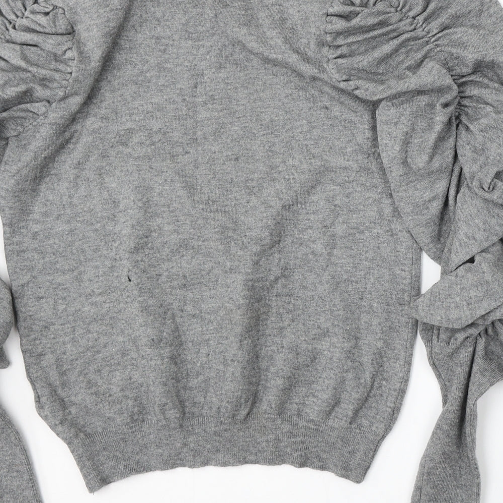 White ICy Womens Grey Mock Neck  Viscose Pullover Jumper Size M