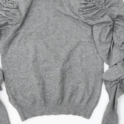 White ICy Womens Grey Mock Neck  Viscose Pullover Jumper Size M