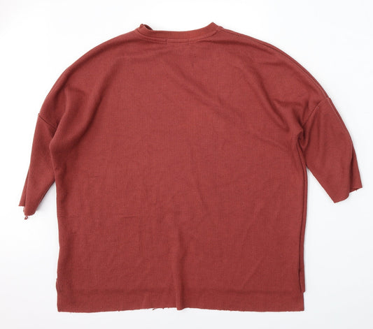 Primark Womens Red Round Neck  Polyester Pullover Jumper Size 6