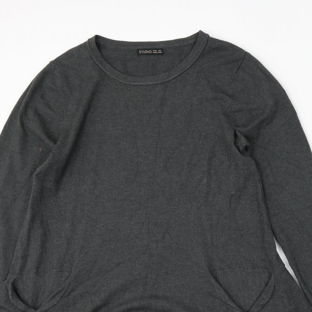 Womens UK Size One Size Studio Grey Pullover Jumper