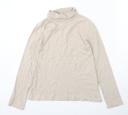 Topvalu Womens Beige Roll Neck Polka Dot Polyester Pullover Jumper Size M
