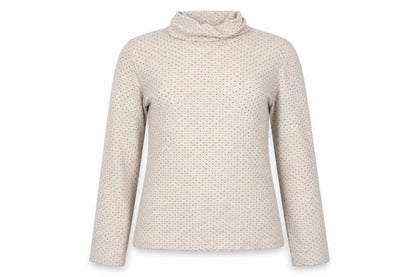 Topvalu Womens Beige Roll Neck Polka Dot Polyester Pullover Jumper Size M