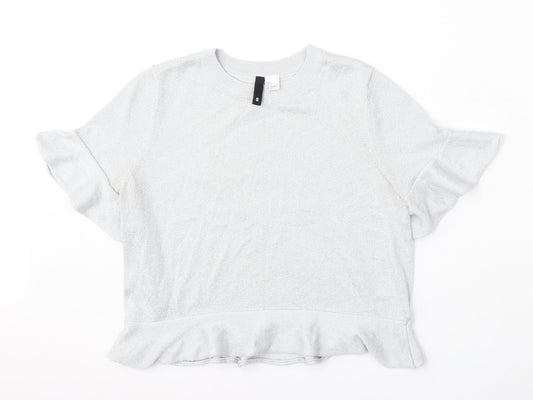 Divided by H&M Womens Silver Round Neck  Viscose Pullover Jumper Size S