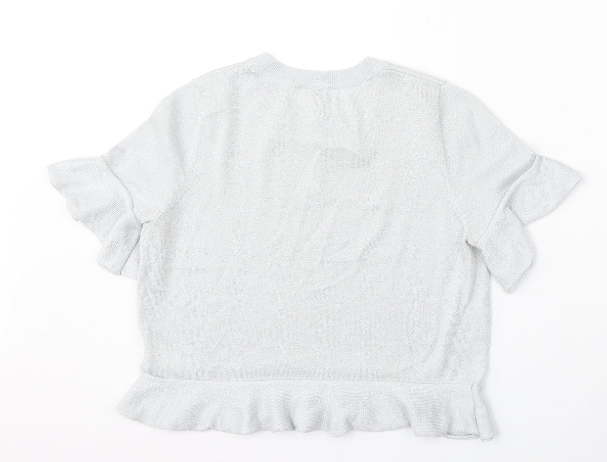 Womens UK Size S Divided by H&M Silver Pullover Jumper