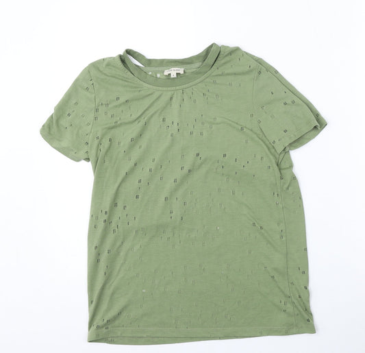 Womens UK Size 8 River Island Green Basic T-Shirt