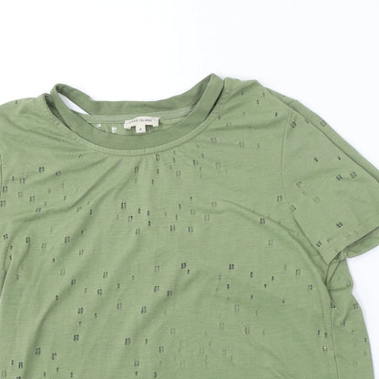 Womens UK Size 8 River Island Green Basic T-Shirt