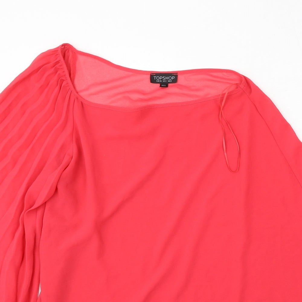 Womens UK Size 8 Topshop Red Basic Blouse