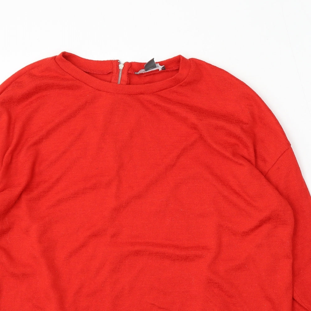 Primark Womens Red Round Neck  Polyester Pullover Jumper Size 12
