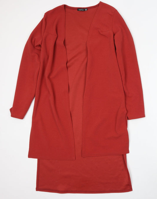 Boohoo Womens Red V-Neck  Polyester Cardigan Jumper Size S