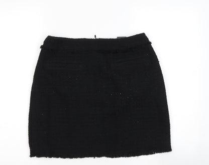 H&M Womens Black  Polyester A-Line Skirt Size XS