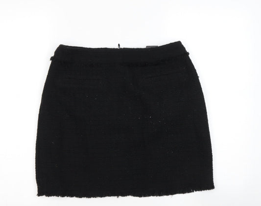 H&M Womens Black  Polyester A-Line Skirt Size XS