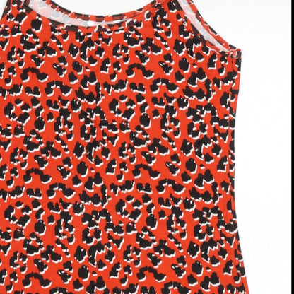 pep &co Womens Red Animal Print Cotton Basic Blouse Size M Round Neck