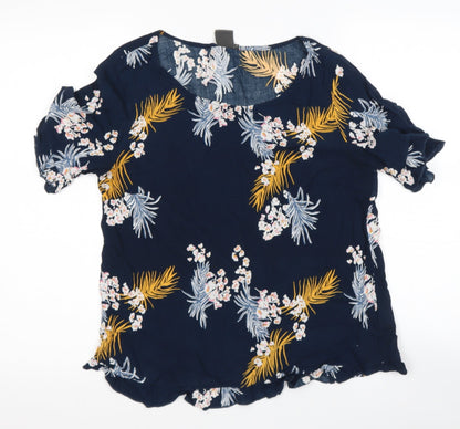 Womens UK Size 12 ICHI Blue Basic Blouse