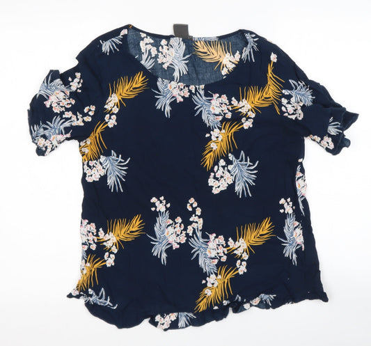 Womens UK Size 12 ICHI Blue Basic Blouse