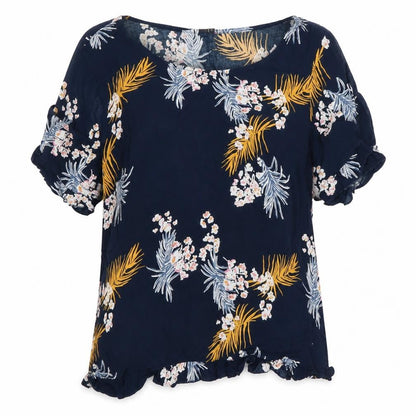 Womens UK Size 12 ICHI Blue Basic Blouse