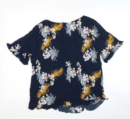 Womens UK Size 12 ICHI Blue Basic Blouse