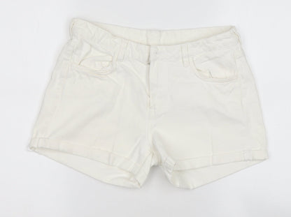 Preworn Womens White  Cotton Cargo Shorts Size M  Regular