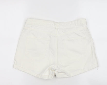Preworn Womens White  Cotton Cargo Shorts Size M  Regular