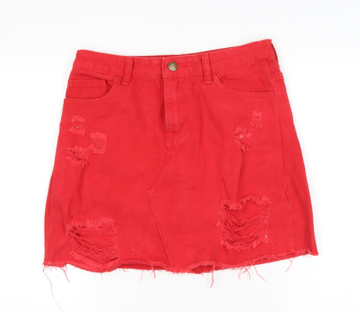 TOP TRENDS Womens Red  Cotton A-Line Skirt Size 10
