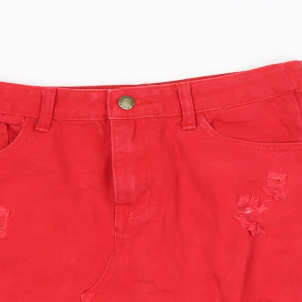 TOP TRENDS Womens Red  Cotton A-Line Skirt Size 10
