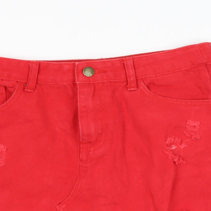 TOP TRENDS Womens Red  Cotton A-Line Skirt Size 10