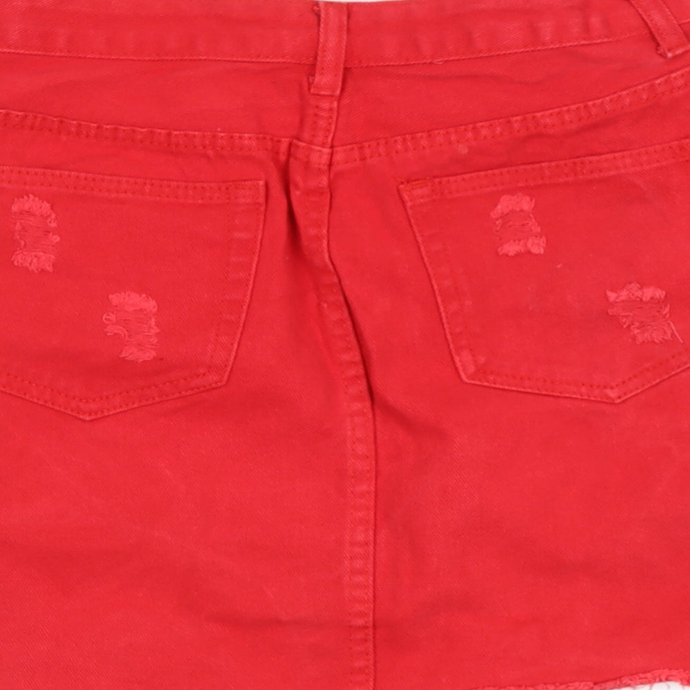 TOP TRENDS Womens Red  Cotton A-Line Skirt Size 10