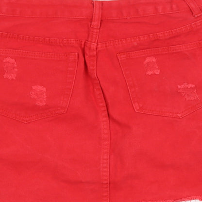 TOP TRENDS Womens Red  Cotton A-Line Skirt Size 10