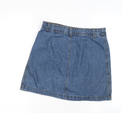 JACQUELINE D YONG  Womens Blue  Cotton Blend A-Line Skirt Size XS
